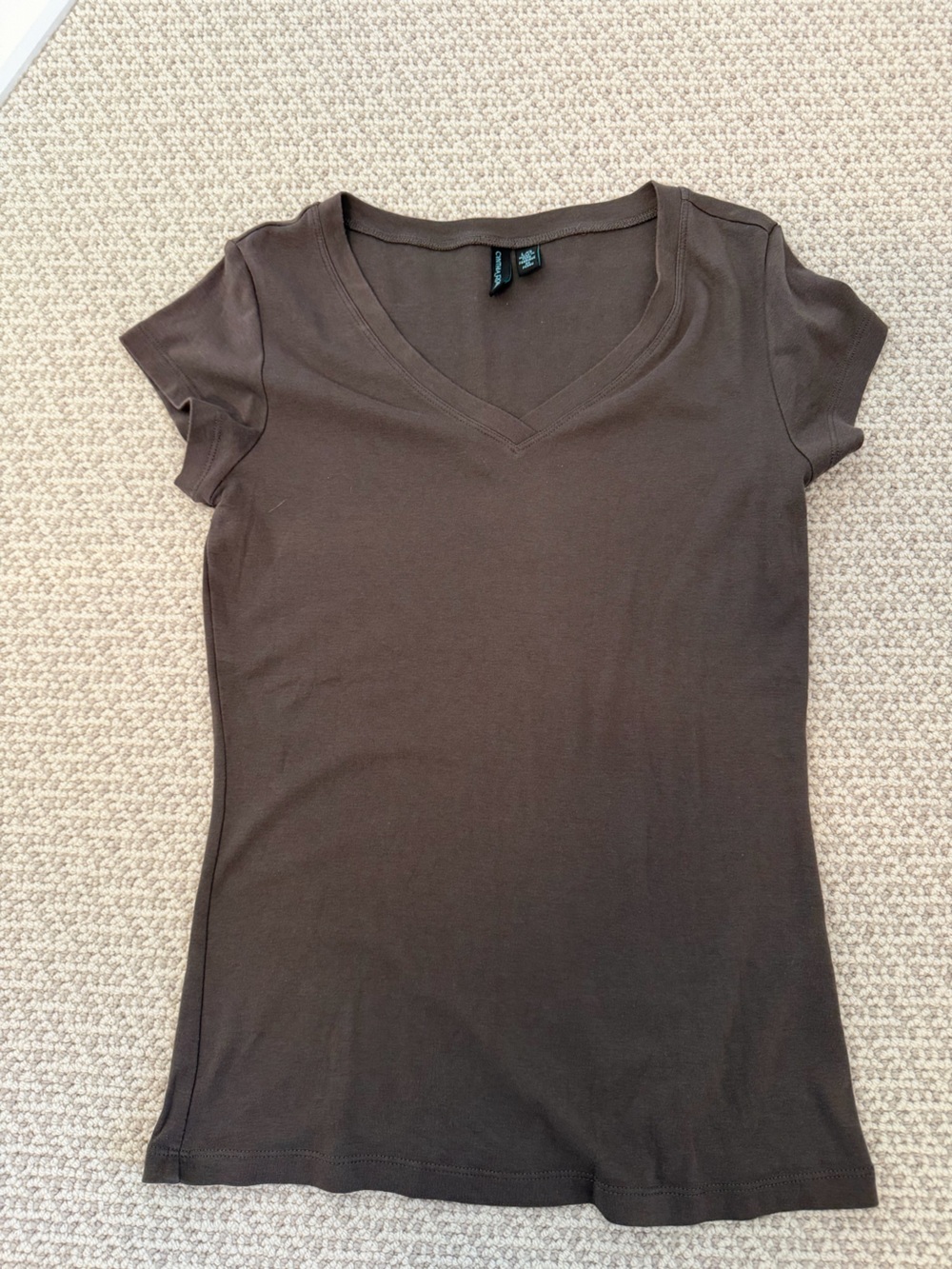 Cynthia Rowley Brown V-Neck Short Sleeve Tee